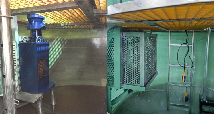 basket screen and sewage grinder inside